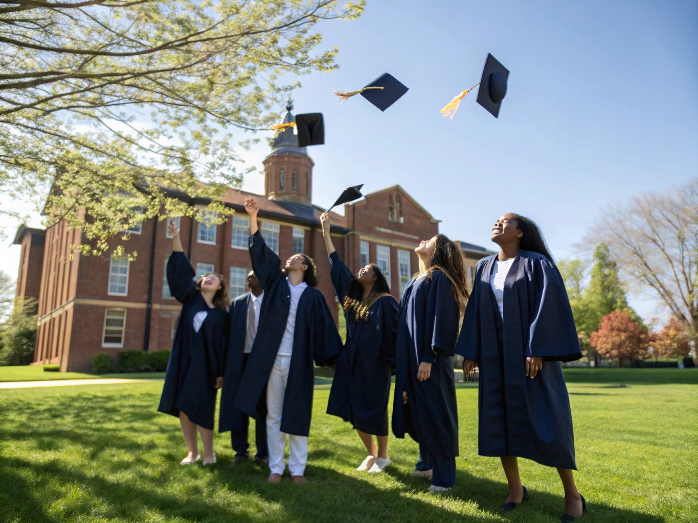 Students celebrating at graduation ceremony