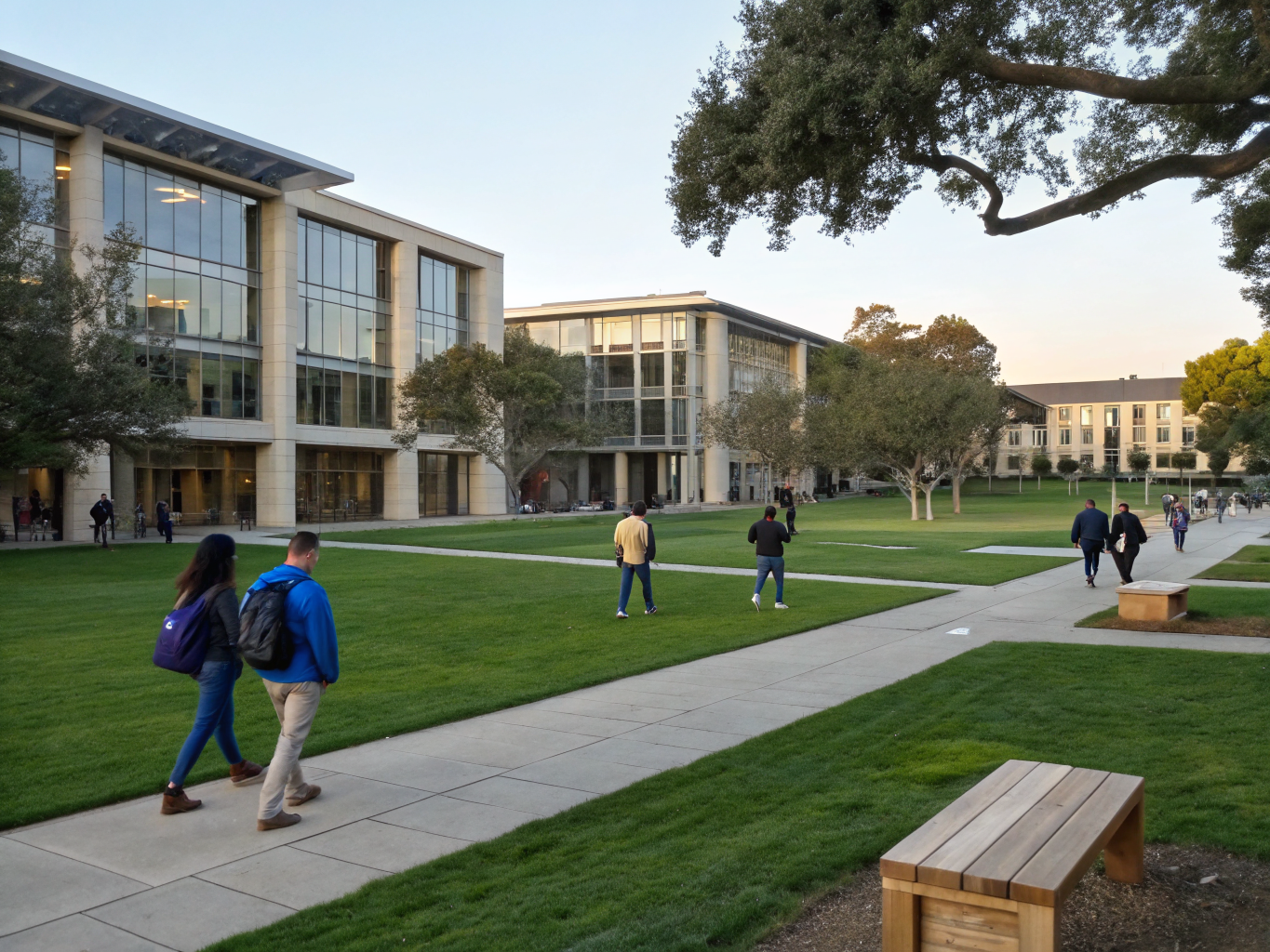 Students walking across the campus green
